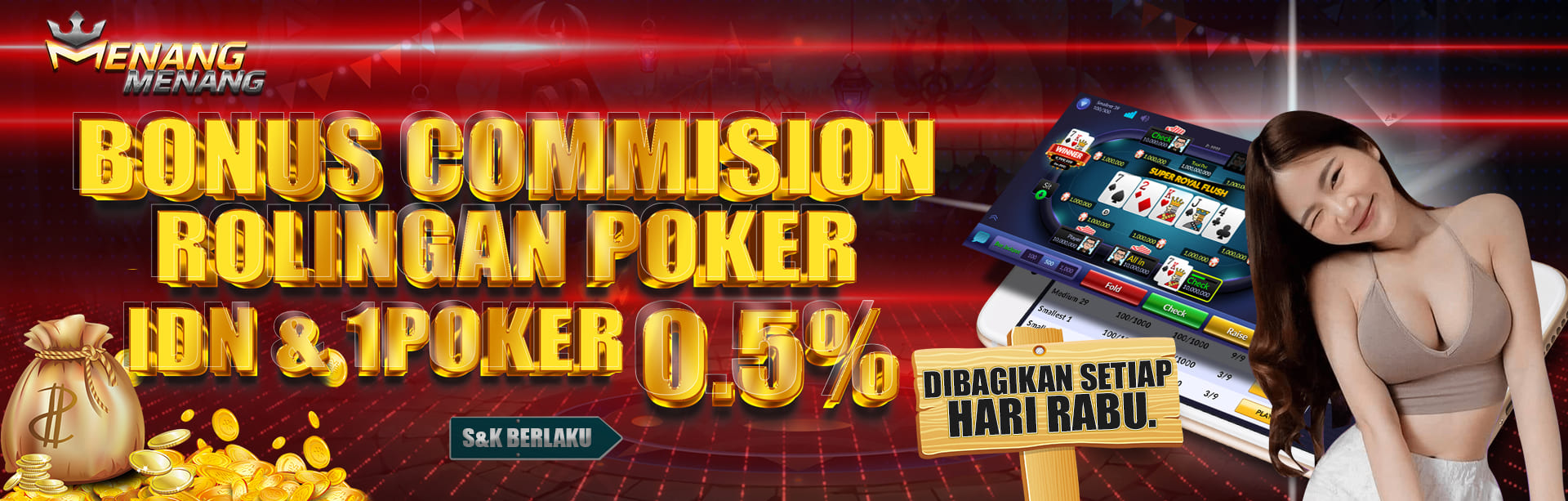 BONUS ROLINGAN POKER IDN & 1POKER 0.5%