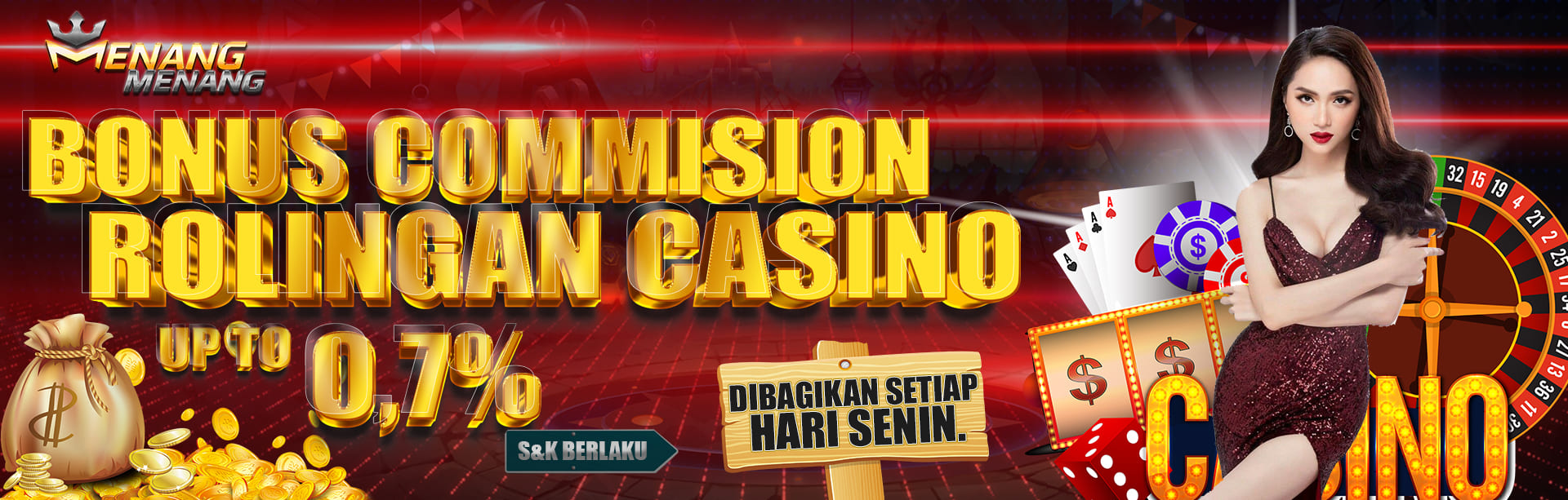 BONUS ROLINGAN CASINO  UP TO 0,7%